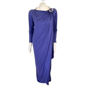 VTG BILL TICE Old Hollywood Glam RARE Designer Toga Wrap Dress in Purple  SZ 6